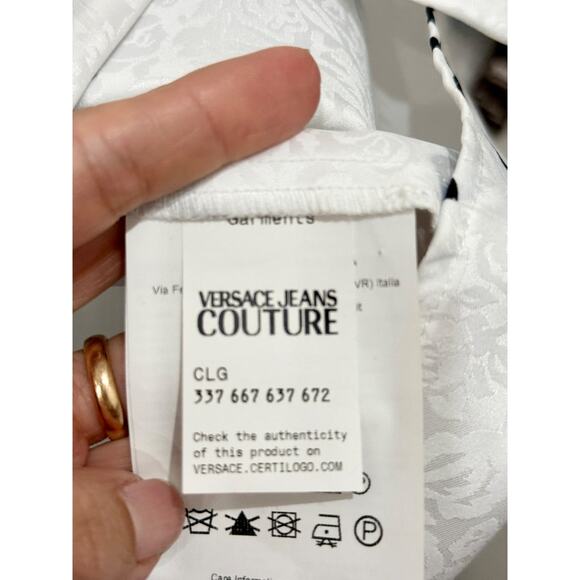 Versace Jeans Couture Chain-Link Print Button-Up Shirt White Women's Size US 6 - Picture 5 of 6